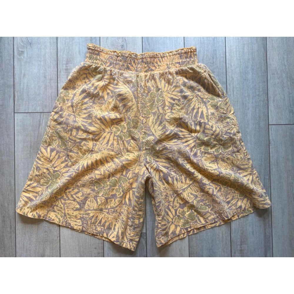 Vintage 80s 90s River Stone Elastic High Waisted Baggy Shorts Hawaiian *SEE